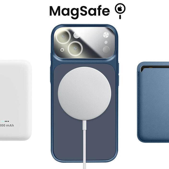 Acheter Avizar Coque pour iPhone 14 Compatible MagSafe Finition AG Glass Mate Bleu nuit