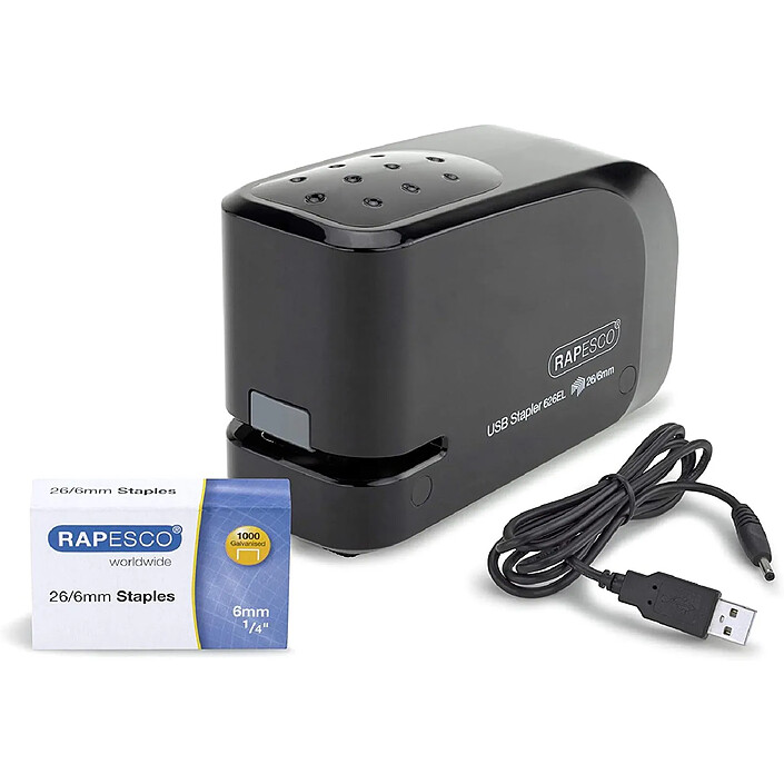 RAPESCO Agrafeuse électrique 626EL Piles / USB Noir
