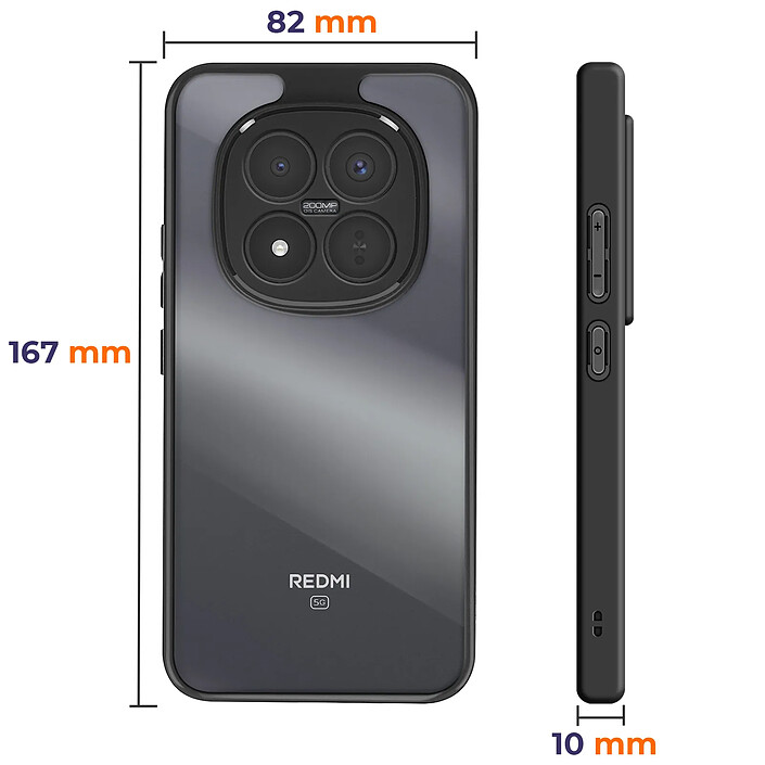 Avis iMak Coque pour Redmi Note 15 Pro Plus 5G avec Contour Souple Noir transparent