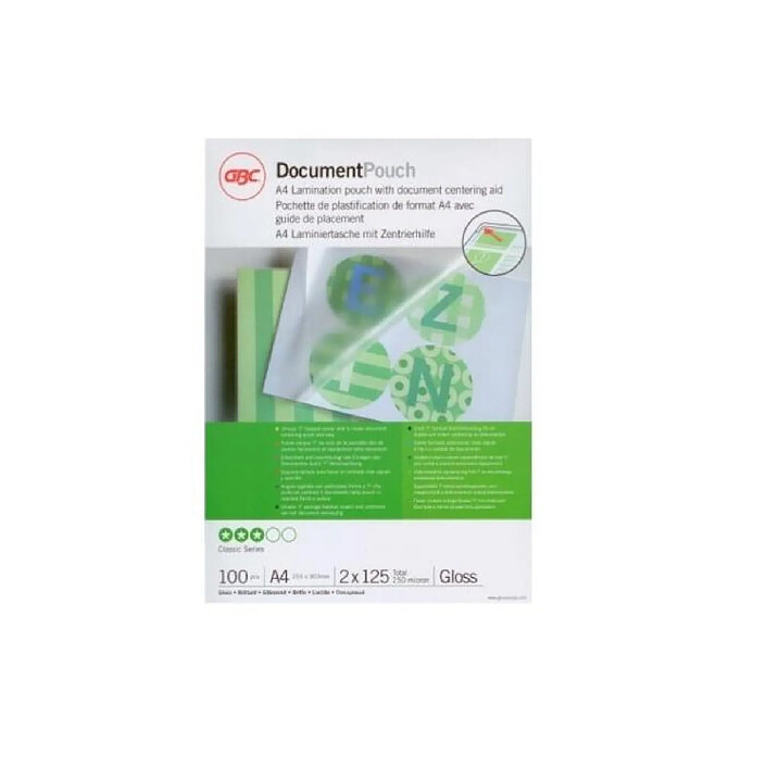 GBC Lot de 100 Pochettes de plastification format A4 brillant 2x100 microns