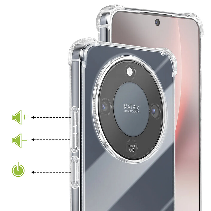 Acheter Mayaxess Coque pour Honor Magic 8 Lite en Silicone avec Coins Renforcés Antichocs Transparent