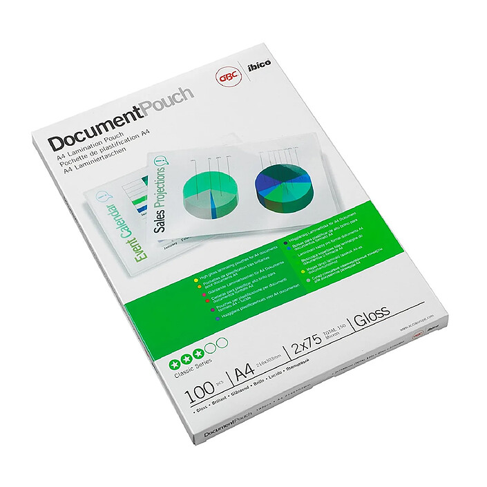 GBC Lot de 100 Pochettes de plastification format A4 brillant 2x75 microns