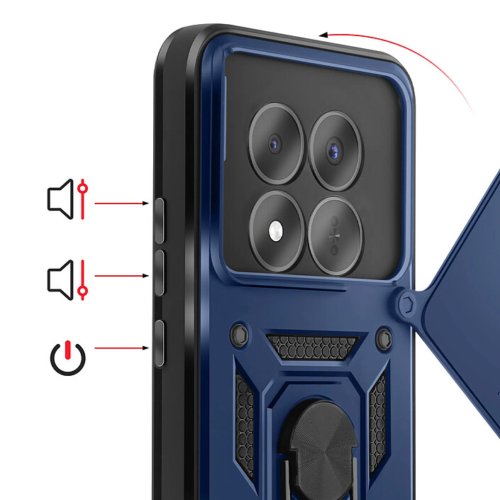 Acheter Mayaxess Coque pour Redmi Note 15 Pro 5G avec Cache Caméra Coulissante / Bague Magnétique Bleu nuit