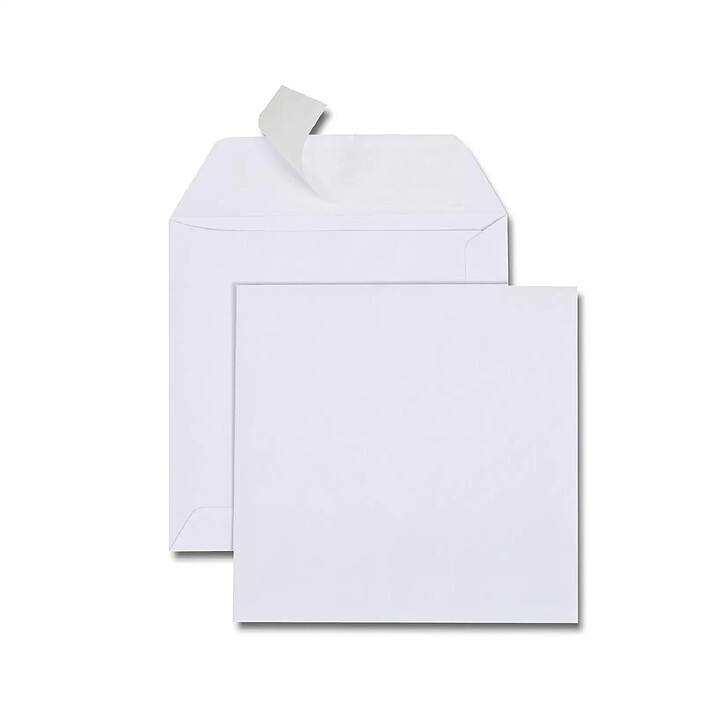 GPV Boîte de 500 pochettes carrées blanches 140x140 120 g bande de protection