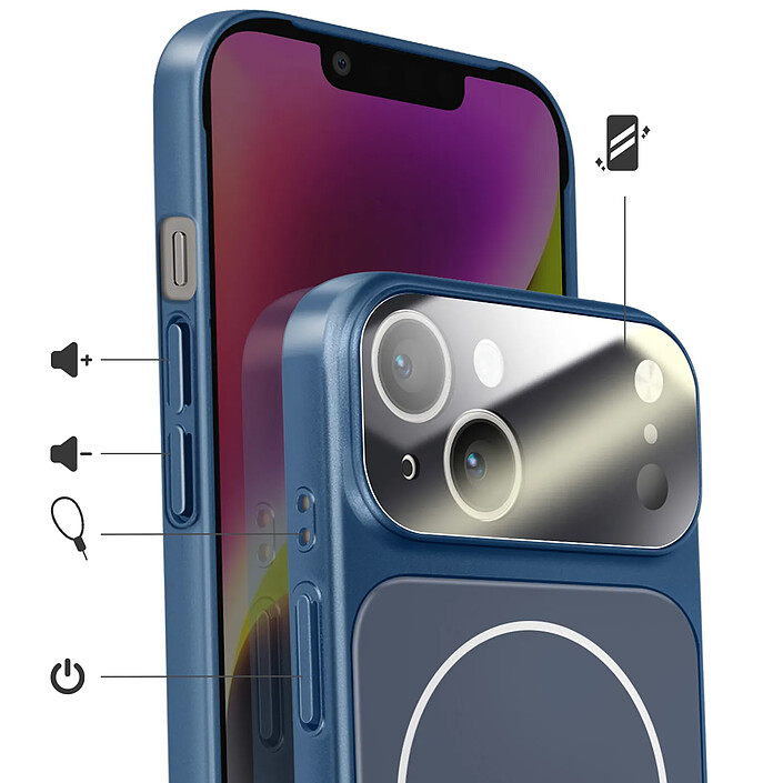 Avis Avizar Coque pour iPhone 14 Compatible MagSafe Finition AG Glass Mate Bleu nuit