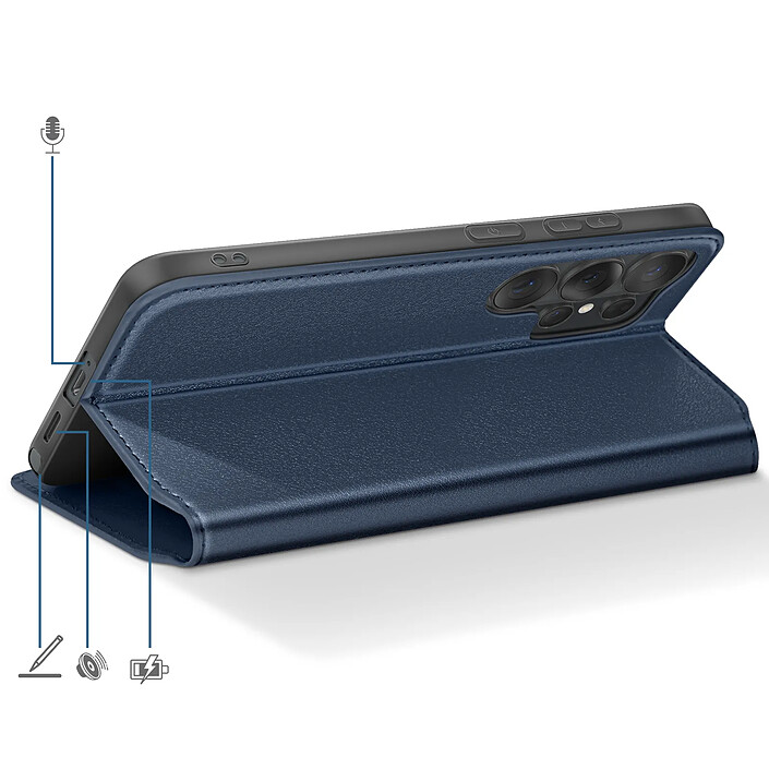 Acheter Avizar Étui à Clapet pour Galaxy S26 Ultra Magnétique Fonction Stand Classic Edition Bleu