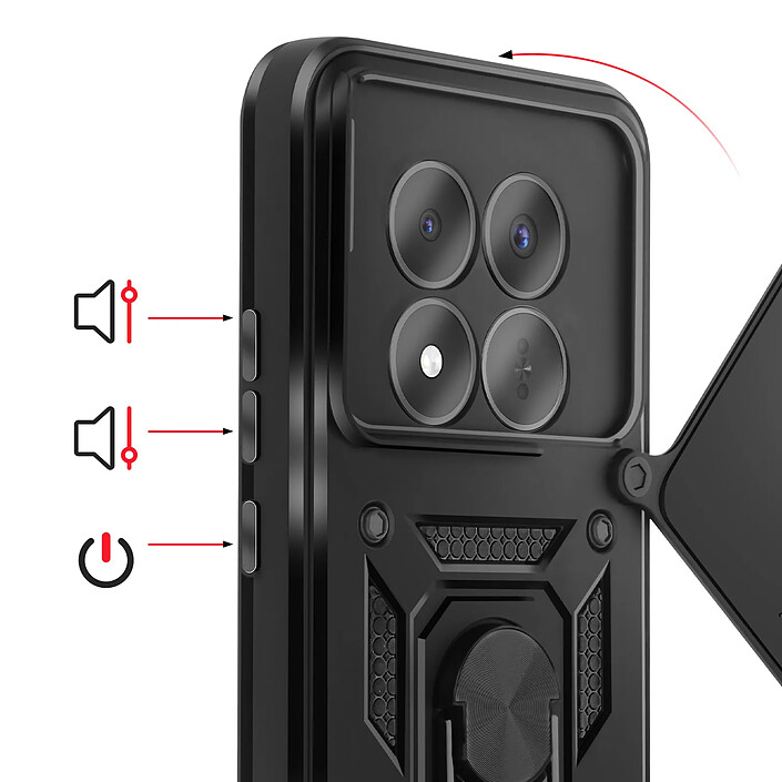 Acheter Mayaxess Coque pour Redmi Note 15 Pro 5G avec Cache Caméra Coulissante / Bague Magnétique Noir