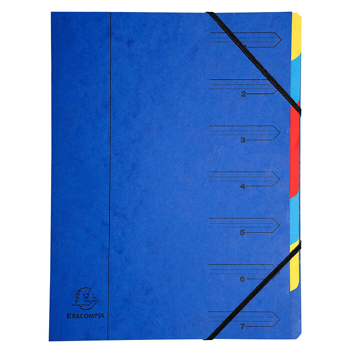 EXACOMPTA Trieur agrafé avec élastiques 7 compartiments Bleu x 12