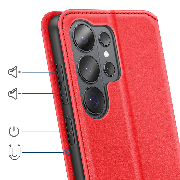 Avis Avizar Étui à Clapet pour Galaxy S26 Ultra Magnétique Fonction Stand Classic Edition Rouge