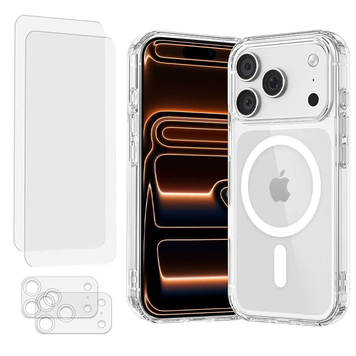 Acheter Evetane Coque iPhone 17 Pro Max Antichoc compatible Magsafe + 2 Protections écran et 2 protections Objectif Caméra