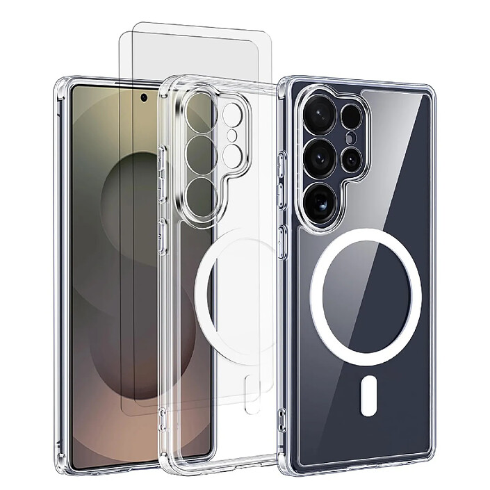 Evetane Coque Samsung Galaxy S25 Ultra Magnétique Compatible Magsafe + 2 Vitres Protection Ecran