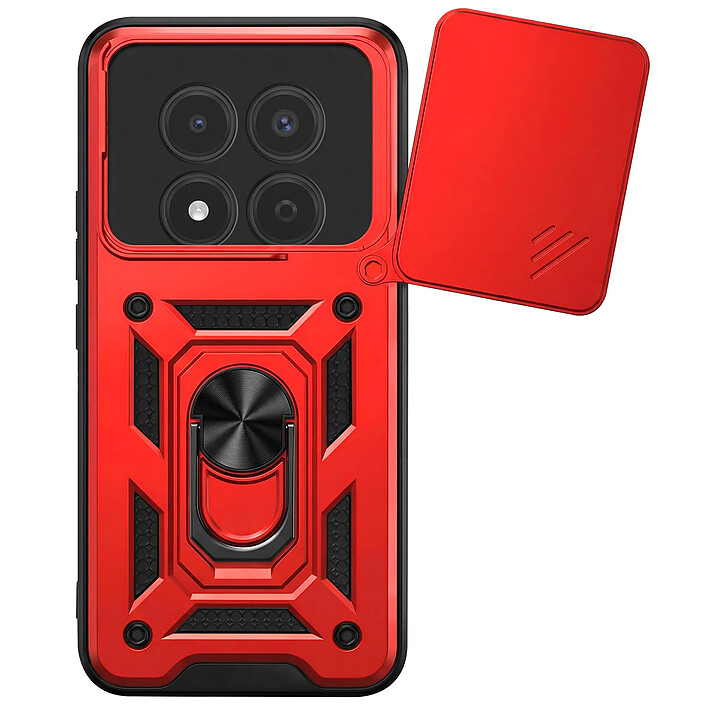 Mayaxess Coque Anneau pour Redmi Note 15 Pro Plus 4G avec Cache Caméra Coulissant Rouge