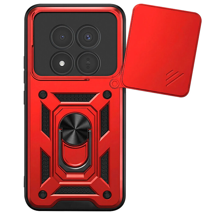Mayaxess Coque Anneau pour Redmi Note 15 Pro Plus 5G avec Cache Caméra Coulissant Rouge