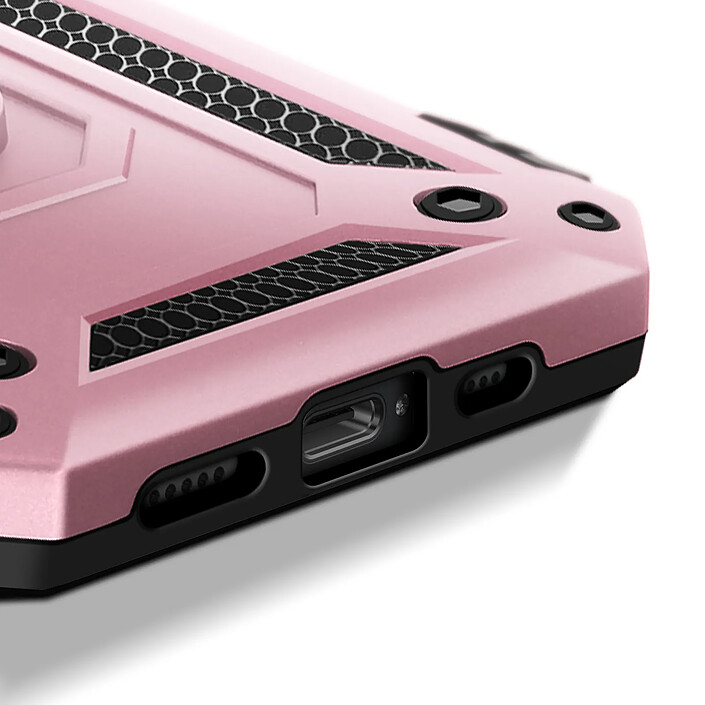 Avizar Coque pour iPhone 17e Antichoc avec Anneau Magnétique Rotatif Rose champagne pas cher