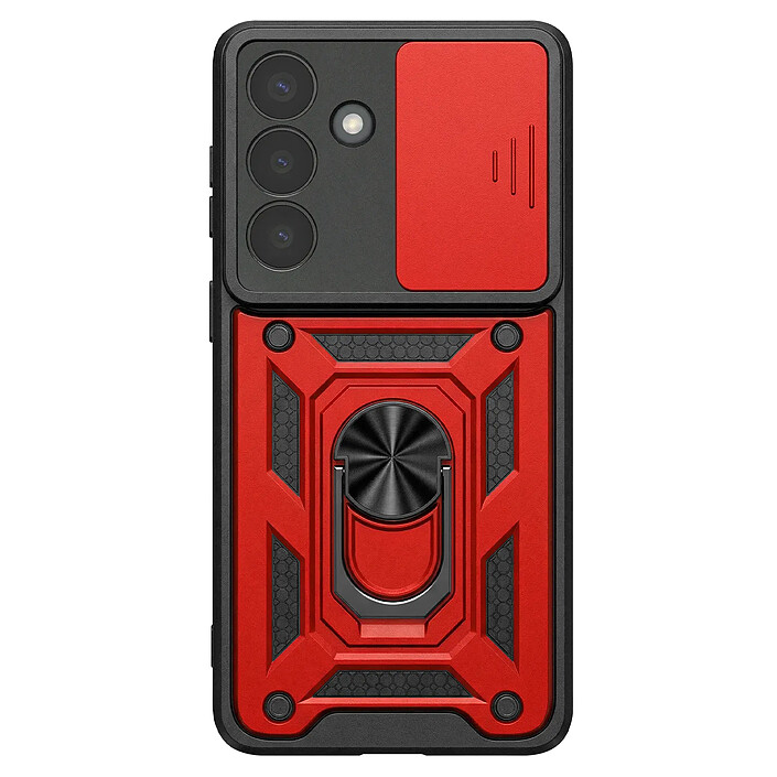 Mayaxess Coque Anneau pour Galaxy S26 avec Cache Caméra Coulissant Antichoc Rouge