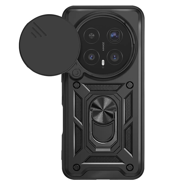 Mayaxess Coque Anneau pour Honor Magic 8 Pro avec Cache Caméra Coulissant Antichoc Noir