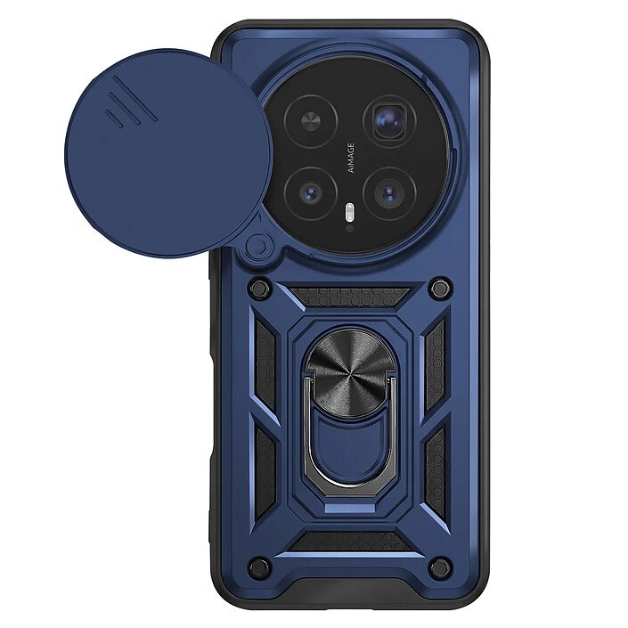Mayaxess Coque Anneau pour Honor Magic 8 Pro avec Cache Caméra Coulissant Antichoc Bleu nuit