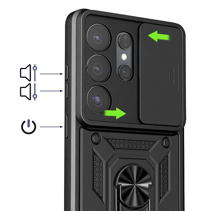 Acheter Mayaxess Coque pour Galaxy S26 Ultra avec Cache Caméra Coulissante et Bague Magnétique Noir
