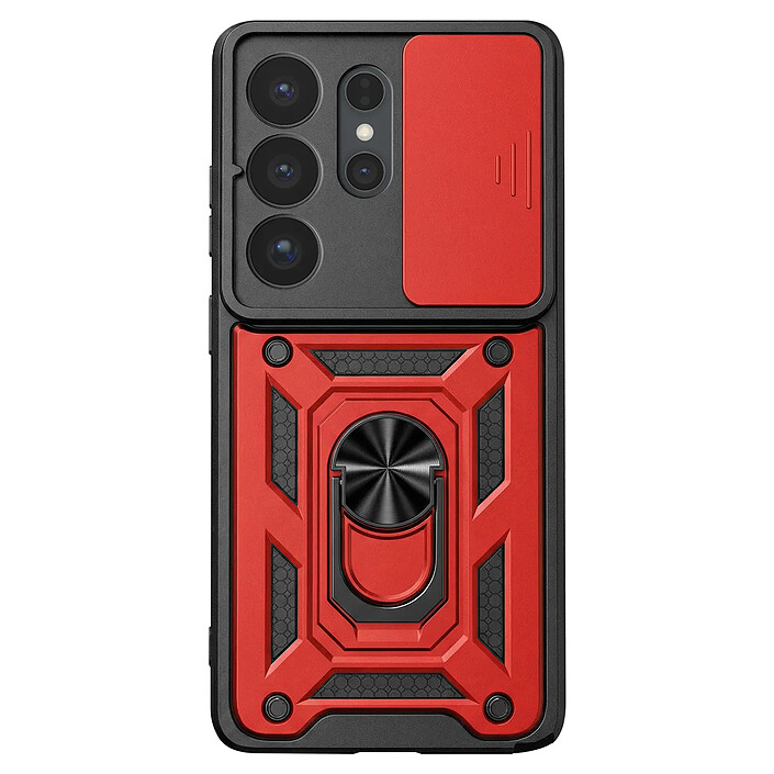Mayaxess Coque pour Galaxy S26 Ultra avec Cache Caméra Coulissante et Bague Magnétique Rouge