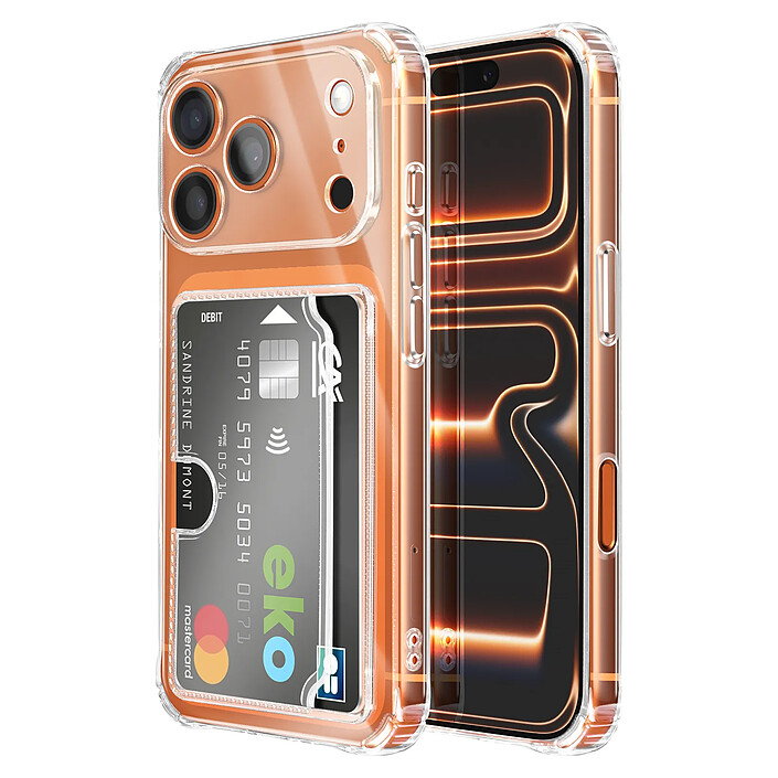 Avizar Coque pour iPhone 17 Pro Max avec Porte-cartes Intégré et Coins Renforcés Transparent
