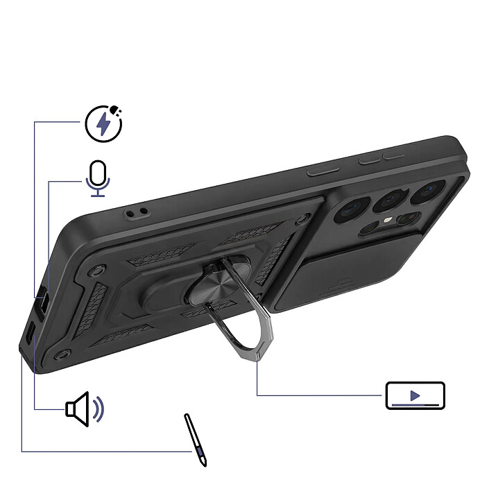 Avis Mayaxess Coque pour Galaxy S26 Ultra avec Cache Caméra Coulissante et Bague Magnétique Noir