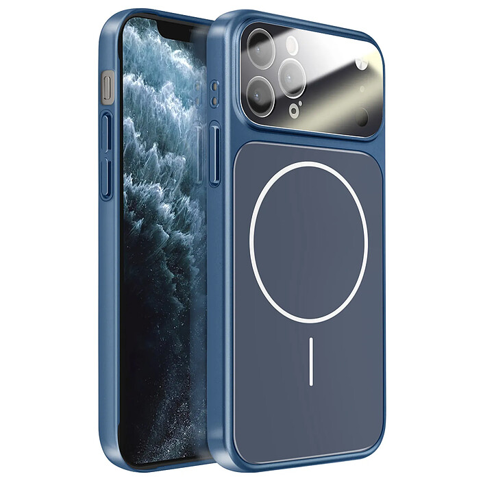Avizar Coque pour iPhone 11 Pro Max Compatible MagSafe Finition AG Glass Mate Bleu nuit