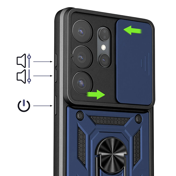 Acheter Mayaxess Coque pour Galaxy S26 Ultra avec Cache Caméra Coulissante et Bague Magnétique Bleu nuit