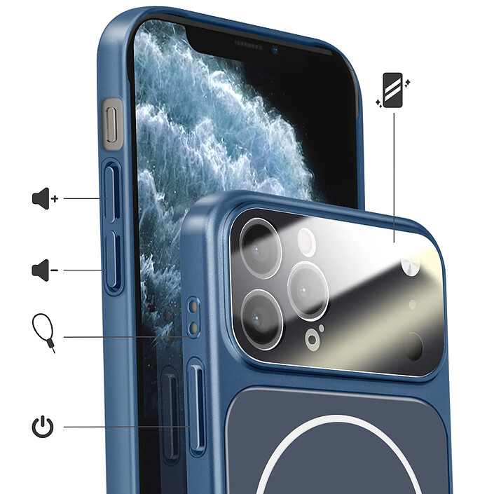 Avis Avizar Coque pour iPhone 11 Pro Max Compatible MagSafe Finition AG Glass Mate Bleu nuit