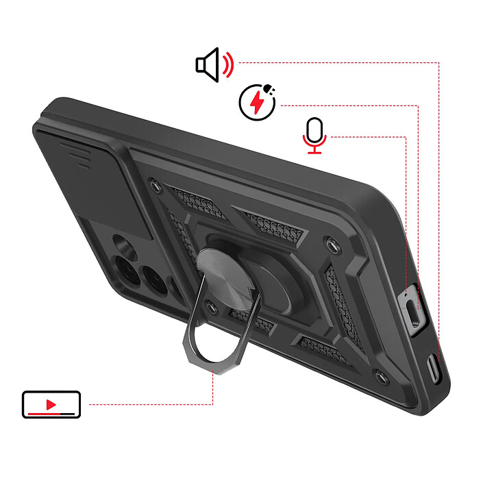 Avis Mayaxess Coque pour Galaxy S25 FE avec Cache Caméra Coulissante et Bague Magnétique Noir