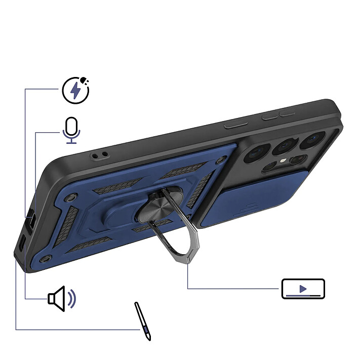 Avis Mayaxess Coque pour Galaxy S26 Ultra avec Cache Caméra Coulissante et Bague Magnétique Bleu nuit