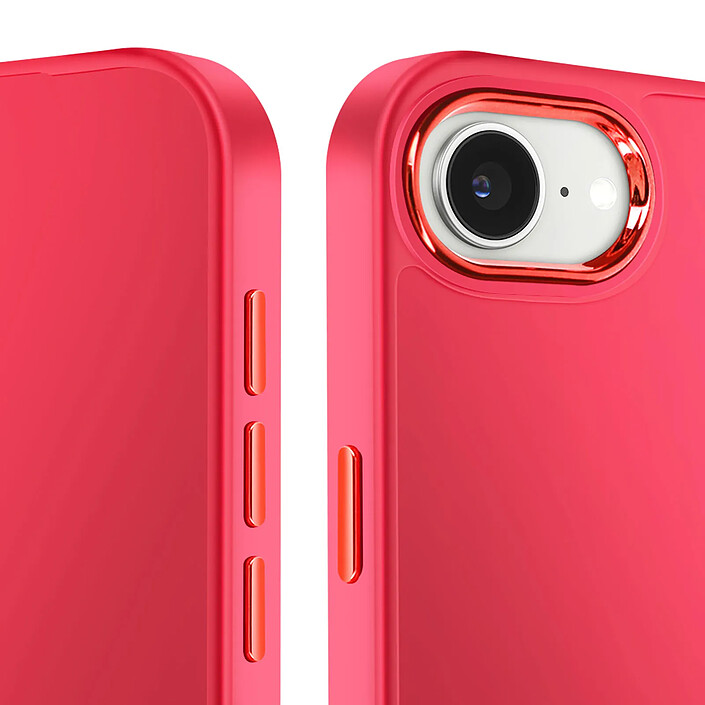 Avis Avizar Coque pour iPhone 17e Finition Mat avec Contour Caméra Métallisé Rouge