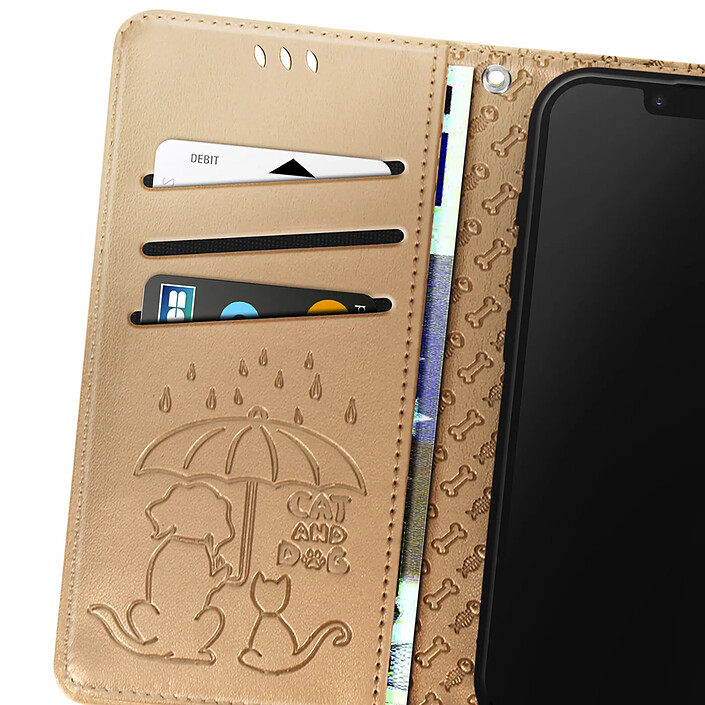Acheter Avizar Étui Portefeuille pour iPhone 17e Motifs Chat et Chien avec Fonction Support