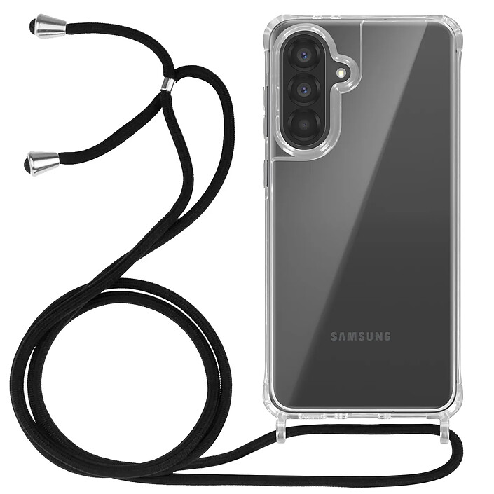 Avizar Coque pour Galaxy A37 en Silicone avec Cordon en Nylon Tressé 70cm Transparent