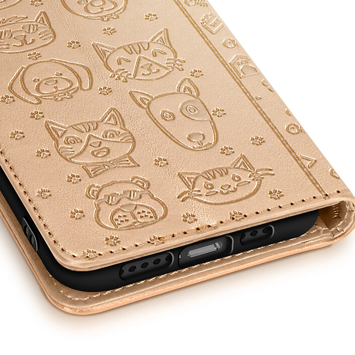 Avizar Étui Portefeuille pour iPhone 17e Motifs Chat et Chien avec Fonction Support pas cher