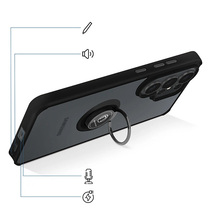 Acheter Avizar Coque pour Galaxy S26 Ultra avec Anneau Magnétique Rotatif et Finition Givrée Noir transparent
