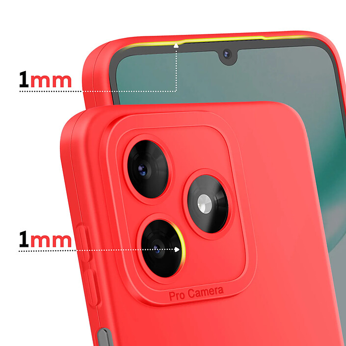 Avis Avizar Coque pour Honor X5c Plus en Silicone Souple avec Renfort Bloc Caméra Rouge