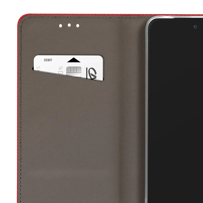 Avis Mayaxess Étui pour Moto G17 Effet Strié avec Porte-carte et Fonction Stand Rouge