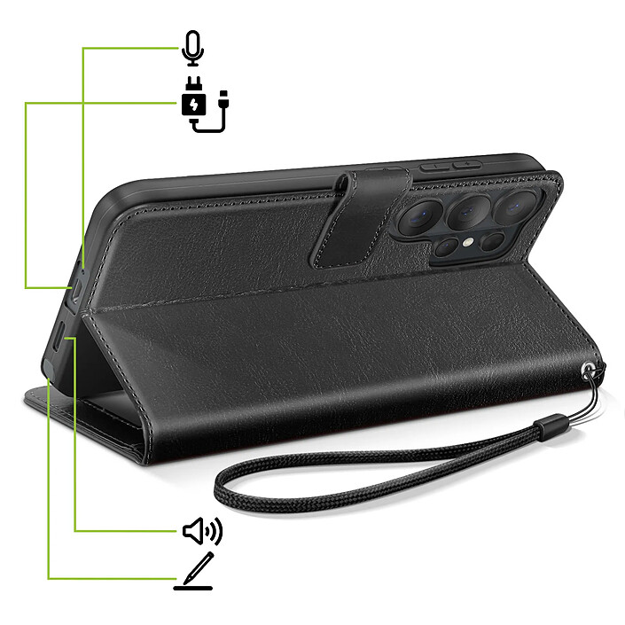 Acheter Mayaxess Étui Portefeuille pour Galaxy S26 Ultra avec Dragonne et Fonction Stand Noir