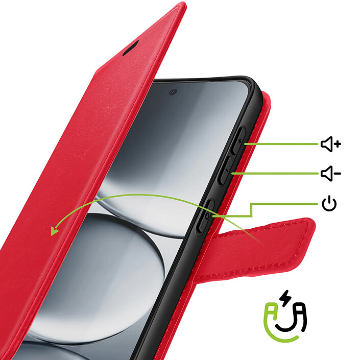 Avis Mayaxess Étui Portefeuille pour Redmi Note 15 Pro 5G avec Dragonne et Fonction Stand Rouge