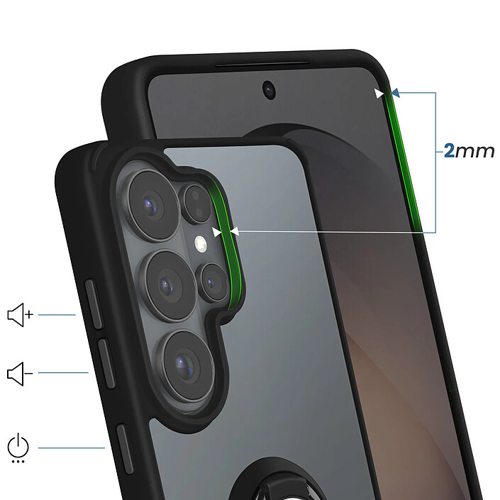 Avis Avizar Coque pour Galaxy S26 Ultra avec Anneau Magnétique Rotatif et Finition Givrée Noir transparent