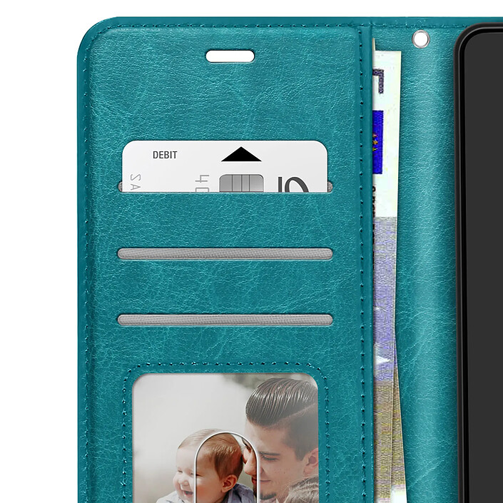 Mayaxess Étui Portefeuille pour Galaxy S25 FE avec Dragonne et Fonction Stand Turquoise pas cher