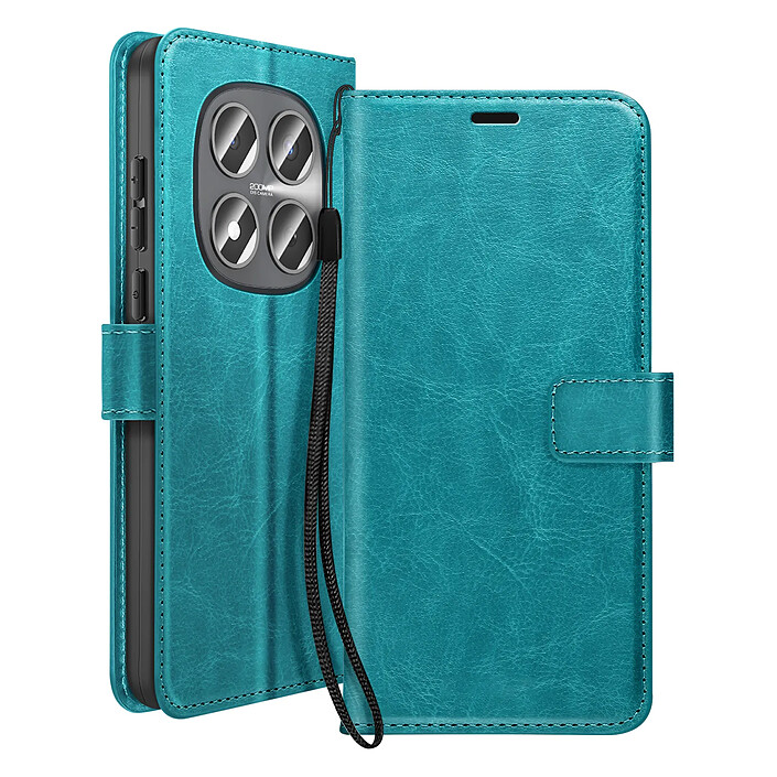 Mayaxess Étui Portefeuille pour Redmi Note 15 Pro 5G avec Dragonne et Fonction Stand Turquoise