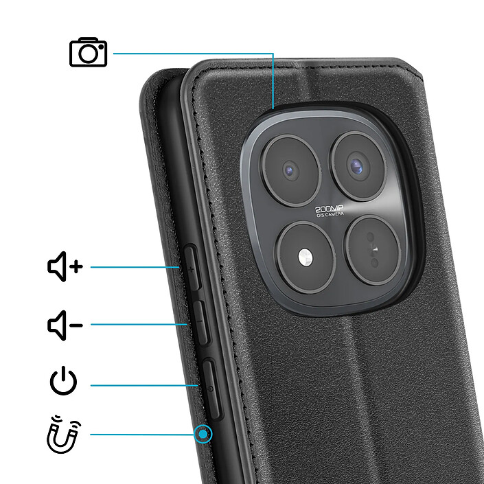 Avis Avizar Étui Folio pour Redmi Note 15 Pro Plus 5G avec Porte-cartes et Fonction Support Noir