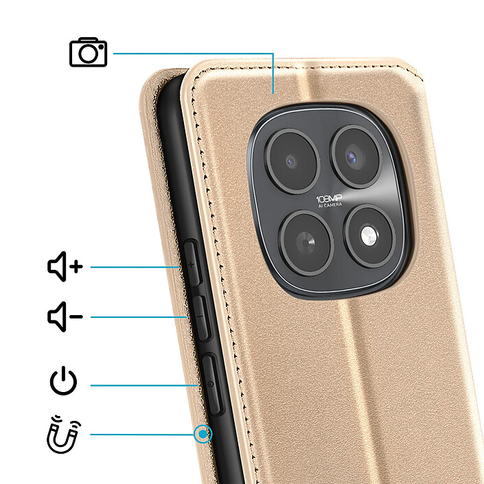 Avis Avizar Étui Folio pour Redmi Note 15 5G / 4G avec Porte-cartes et Fonction Support Dorée