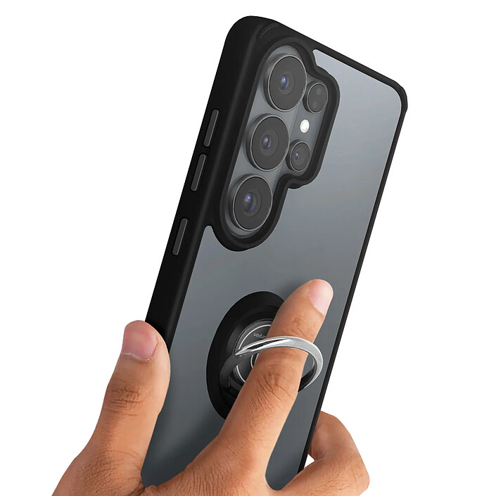 Avizar Coque pour Galaxy S26 Ultra avec Anneau Magnétique Rotatif et Finition Givrée Noir transparent pas cher