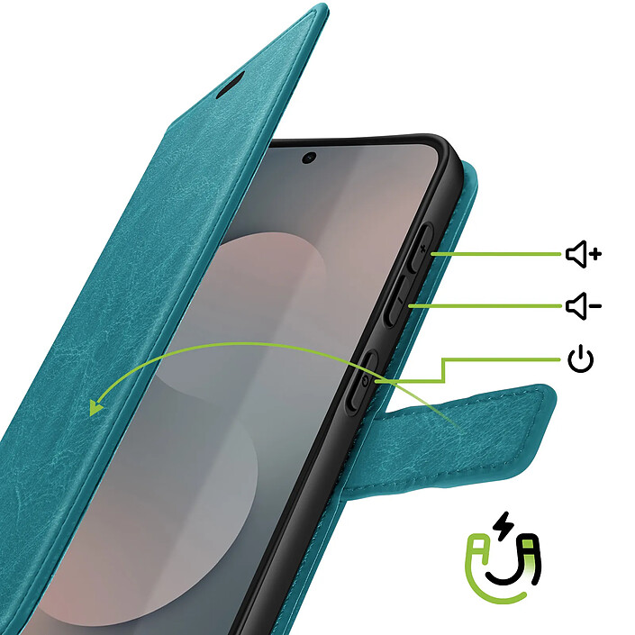 Avis Mayaxess Étui Portefeuille pour Galaxy S25 FE avec Dragonne et Fonction Stand Turquoise