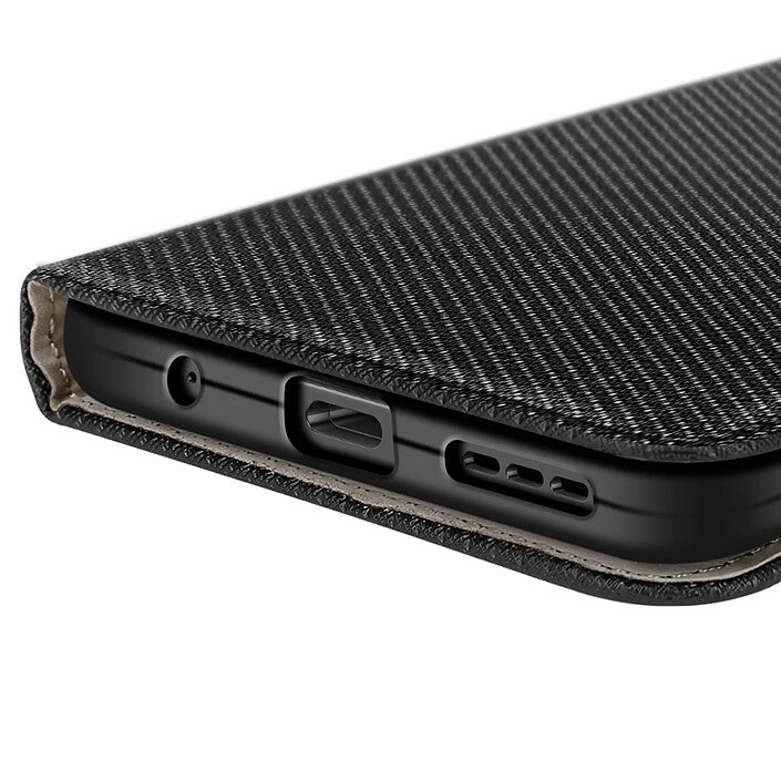 Mayaxess Étui pour Moto G17 Effet Strié avec Porte-carte et Fonction Stand Noir pas cher