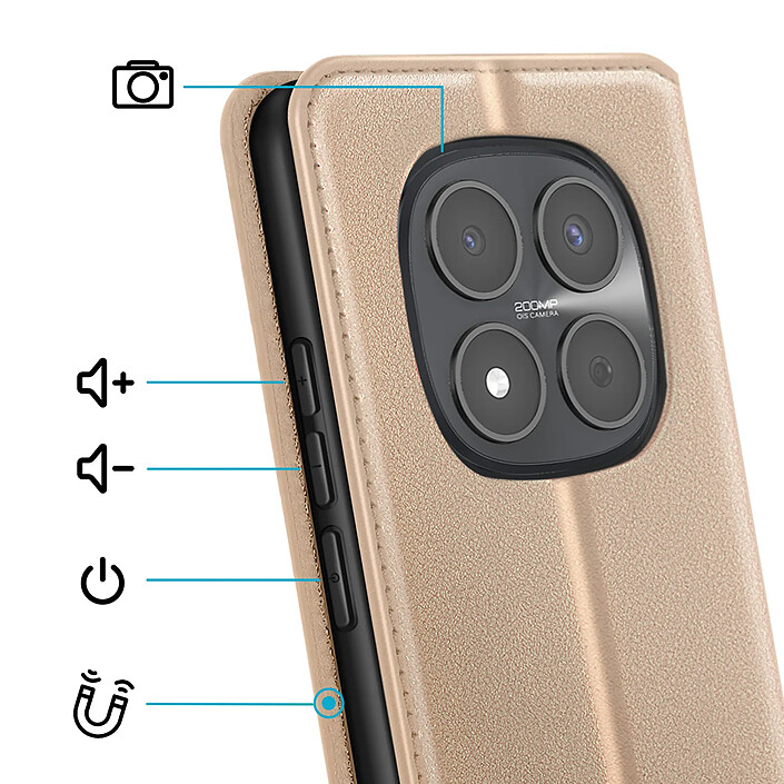 Avis Avizar Étui Folio pour Redmi Note 15 Pro 5G avec Porte-cartes et Fonction Support Dorée