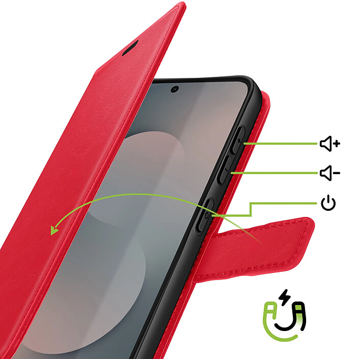 Avis Mayaxess Étui Portefeuille pour Galaxy S25 FE avec Dragonne et Fonction Stand Rouge