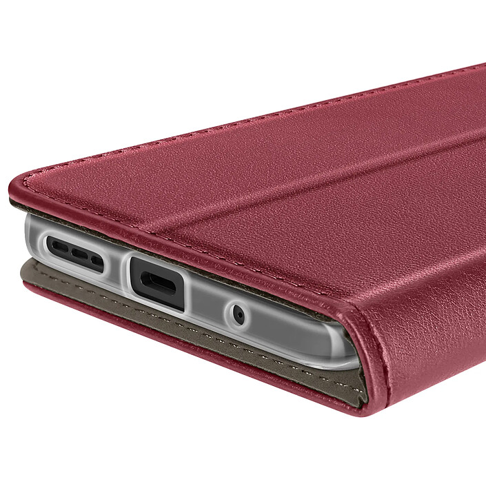 Mayaxess Étui Folio pour Moto G17 avec Porte-cartes et Fonction Support Vidéo Bordeaux pas cher